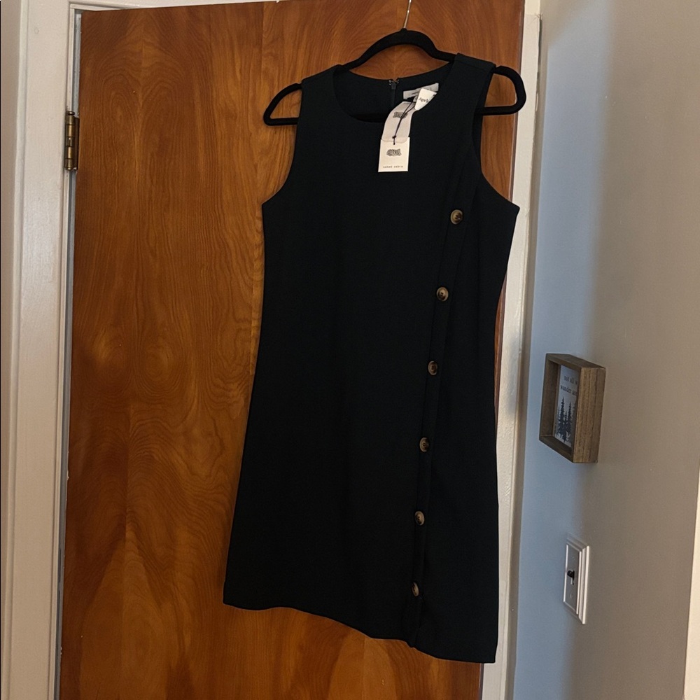 NWT Naked Zebra Navy Sleeveless Dress with Button Detail